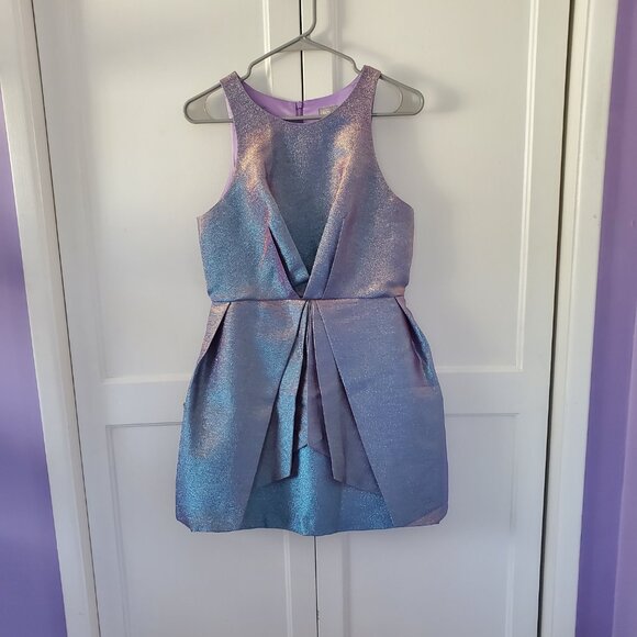 ASOS Women's Blue and Purple Tulip Style Metallic Mini Dress - Picture 4 of 6
